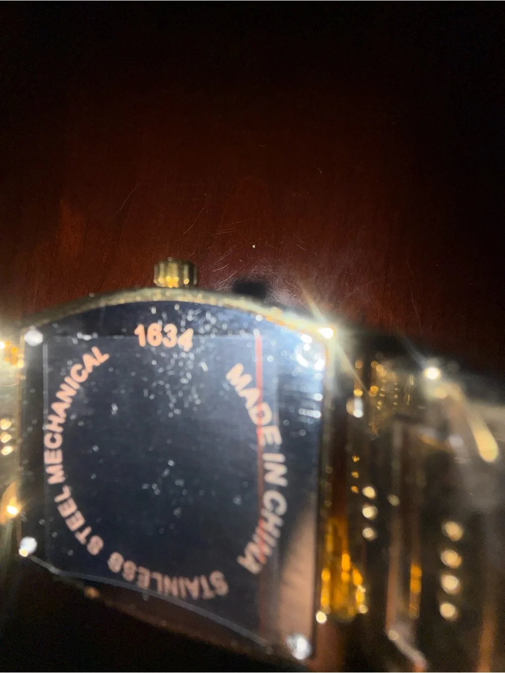 Crystal-Embellished Gold Tone Men's Watch with White Dial